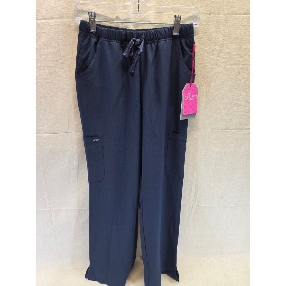 Crush Scrubs Trendy Navy Blue Cargo Scrub Pants XS Elastic Waist‎ Drawstring NEW